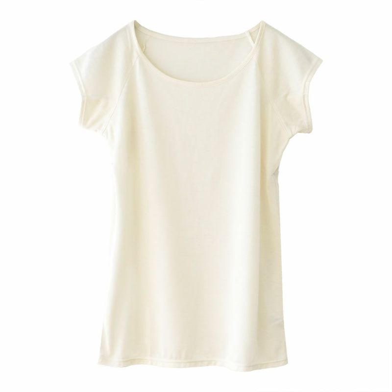 シルク100％ ジャージー 汗取りインナー フレンチ袖 日本製 襟ぐり小さめ