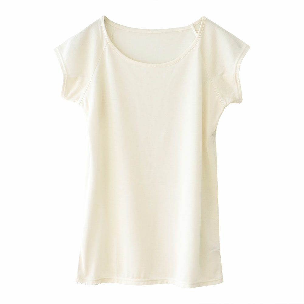 シルク100％ ジャージー 汗取りインナー フレンチ袖 日本製 襟ぐり小さめ