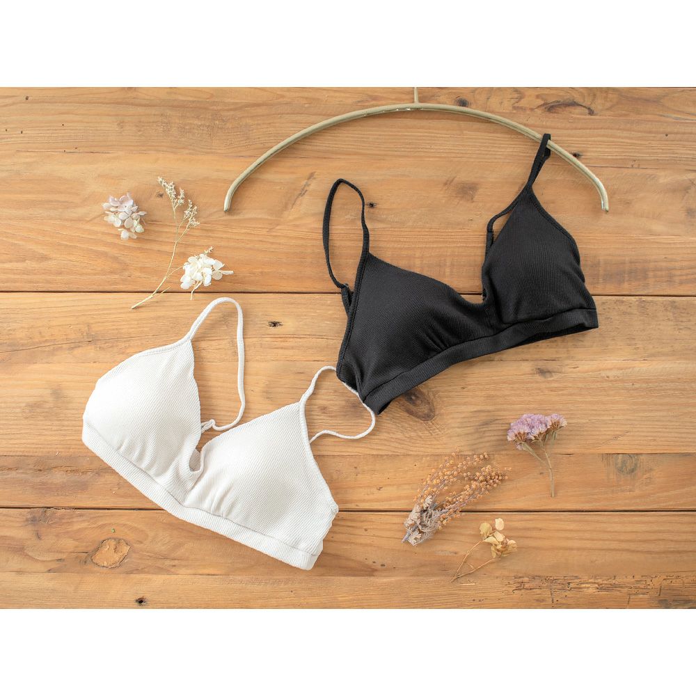 コットンシルク テレコ ノンワイヤーブラ＆ショーツ セット レディース グレー チャコール M/L