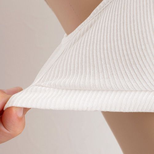 コットンシルク テレコ ノンワイヤーブラ＆ショーツ セット レディース グレー チャコール M/L