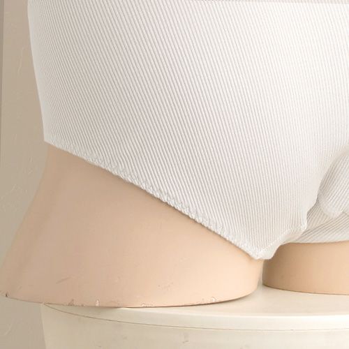 コットンシルク テレコ ノンワイヤーブラ＆ショーツ セット レディース グレー チャコール M/L