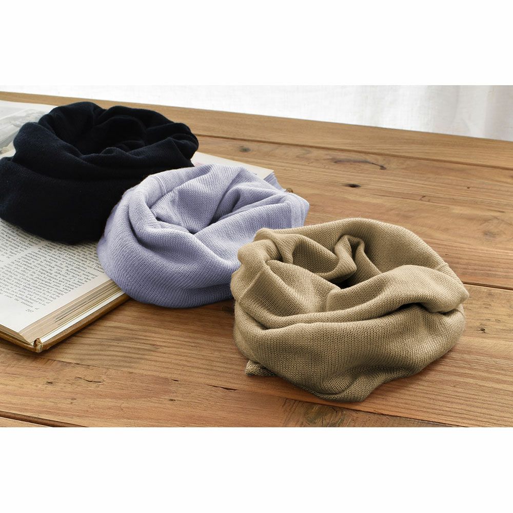 シルク100％ ふわふわ加工 ネックウォーマー 日本製 筒状に編まれたホールガーメント