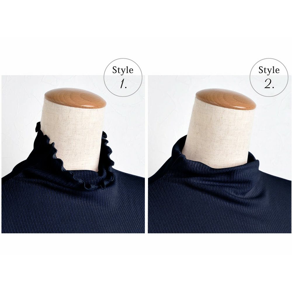 シルクカシミヤ混 ハイネック 長袖インナー 日本製