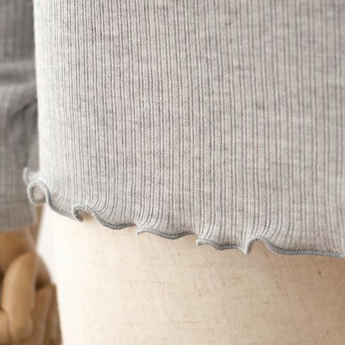 シルクカシミヤ混 クルーネック 長袖インナー 日本製