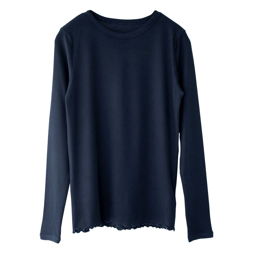 シルクカシミヤ混 クルーネック 長袖インナー 日本製