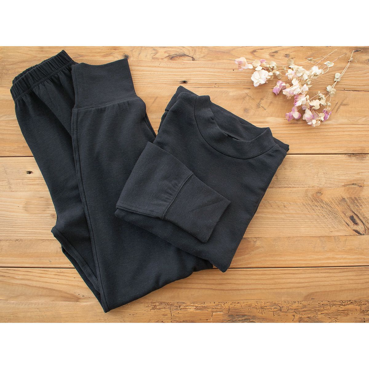 ふんわり裏起毛 シルク パジャマ 上下セット