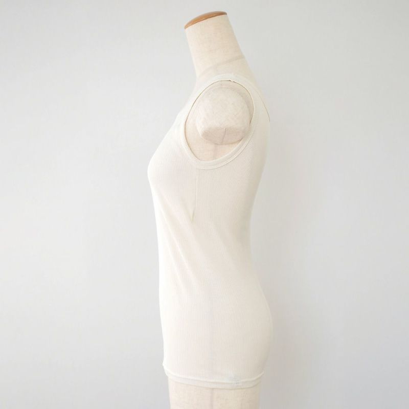 シルク100% テレコ カップ付き タンクトップ 日本製 ウォッシャブル加工