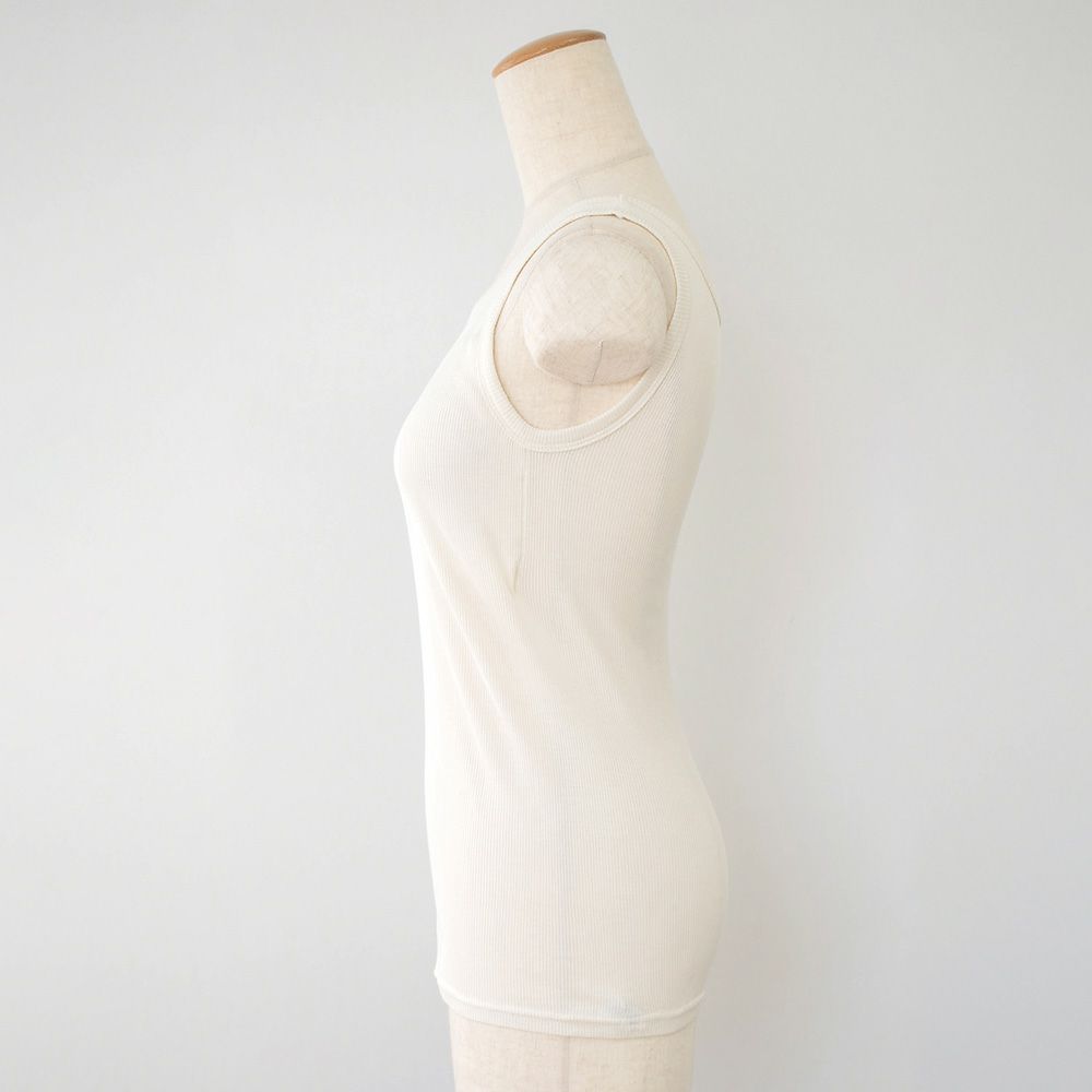 シルク100% テレコ カップ付き タンクトップ 日本製 ウォッシャブル加工