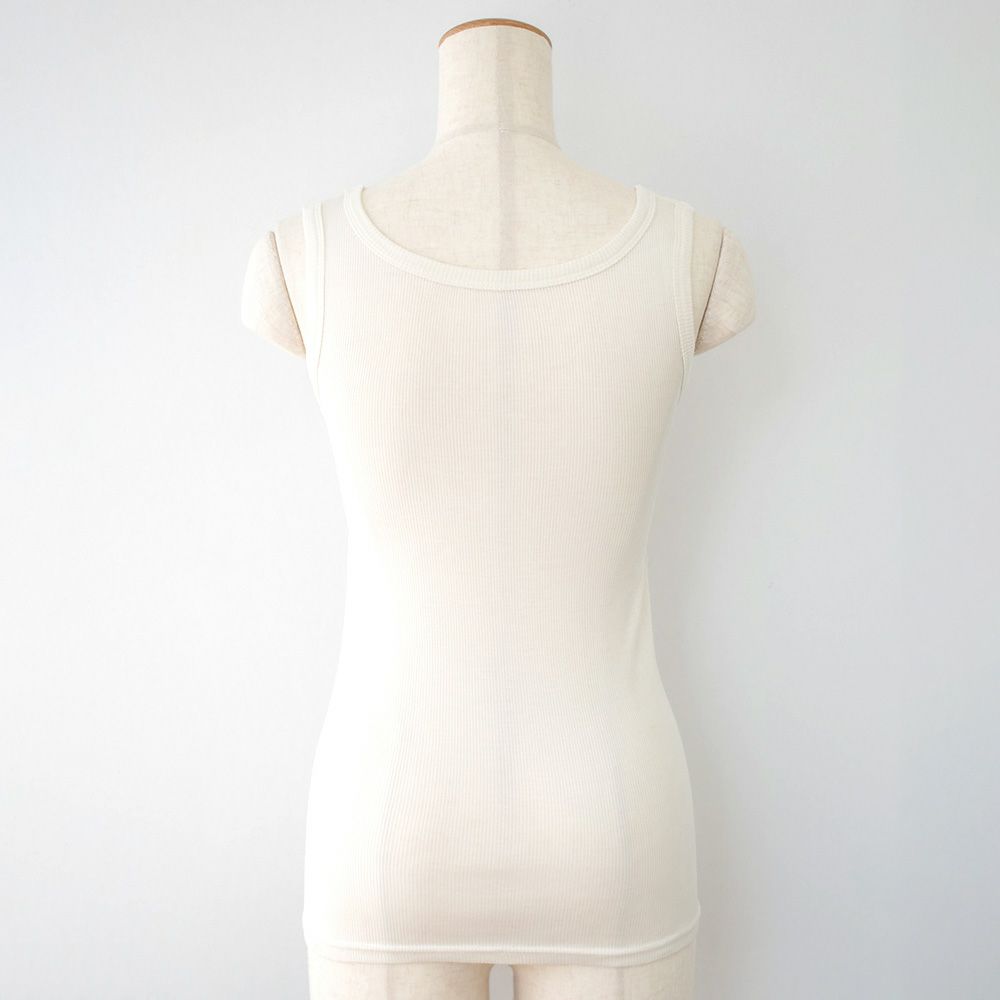 シルク100% テレコ カップ付き タンクトップ 日本製 ウォッシャブル加工