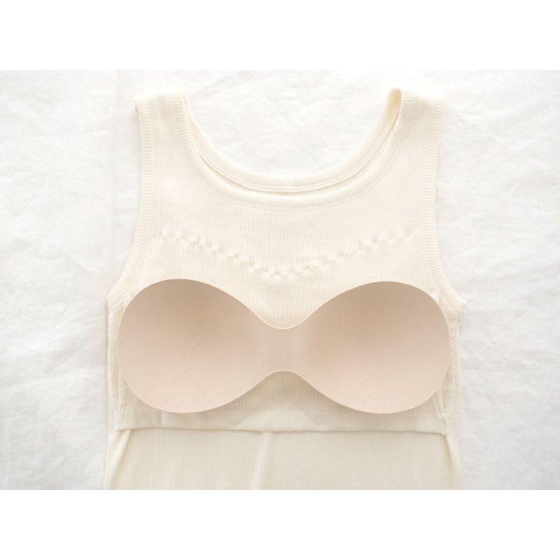 シルク100% テレコ カップ付き タンクトップ 日本製 ウォッシャブル加工