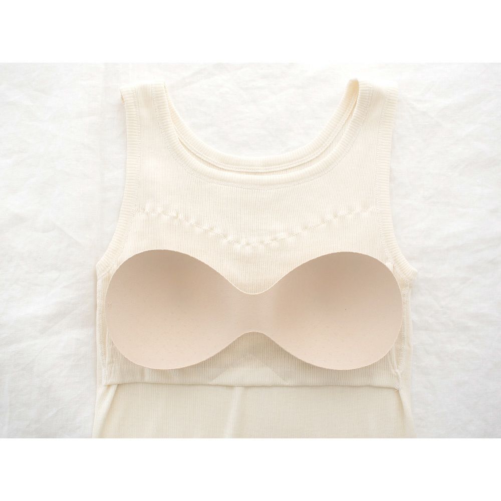 シルク100% テレコ カップ付き タンクトップ 日本製 ウォッシャブル加工
