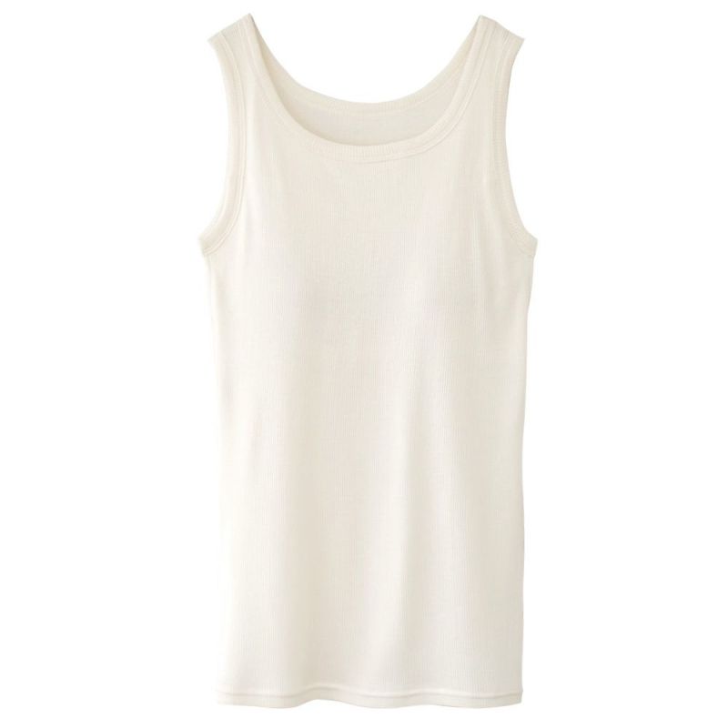 シルク100% テレコ カップ付き タンクトップ 日本製 ウォッシャブル加工