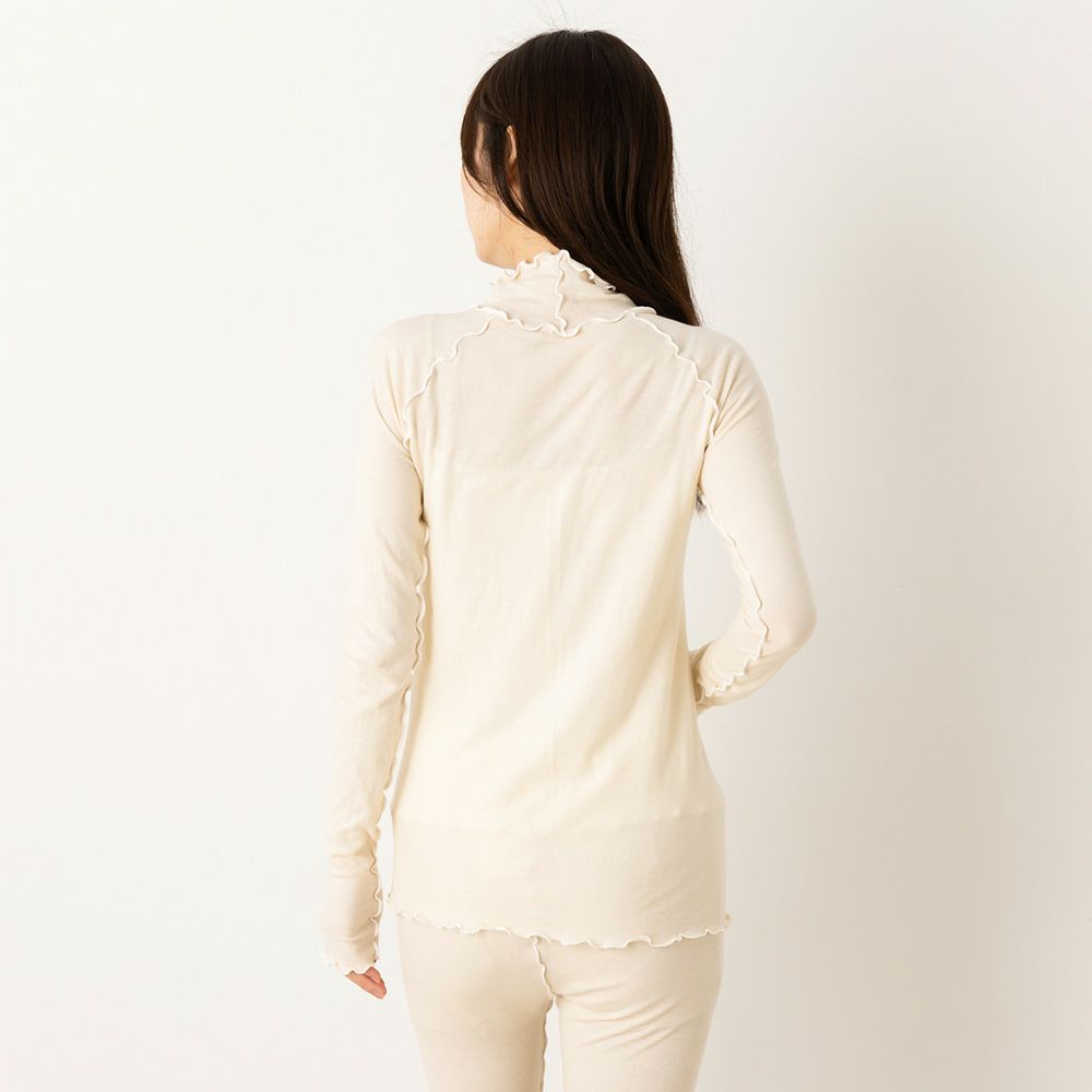 肌側シルク アウトメロー ハイネック パジャマインナー 日本製 表側コットン