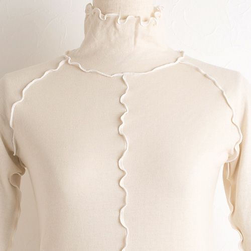 肌側シルク アウトメロー ハイネック パジャマインナー 日本製 表側コットン