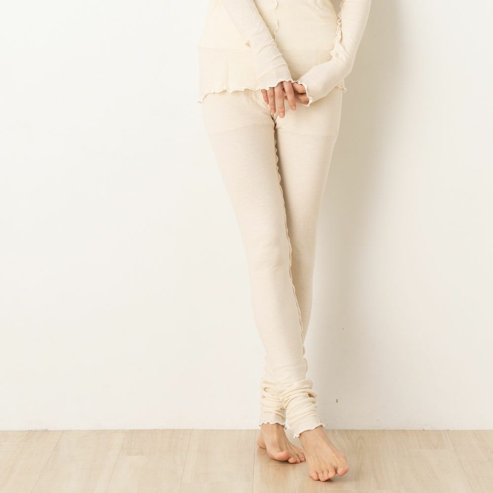 肌側シルク アウトメロー レギンス シルク腹巻付き パジャマインナー 日本製 表側コットン