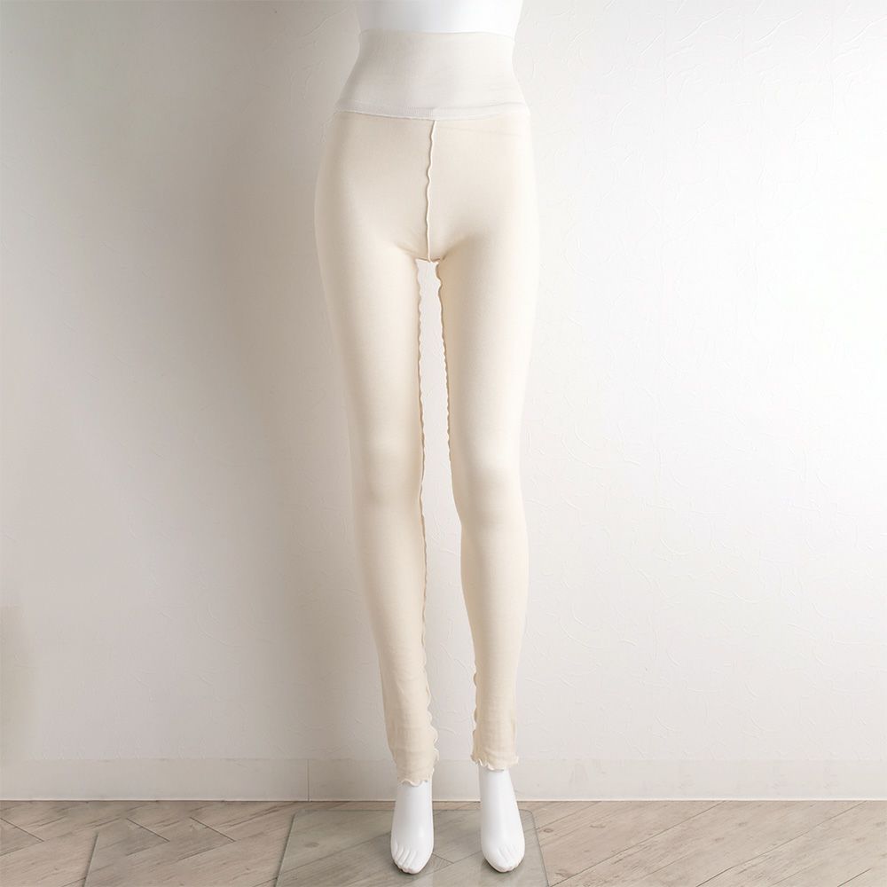 肌側シルク アウトメロー レギンス シルク腹巻付き パジャマインナー 日本製 表側コットン