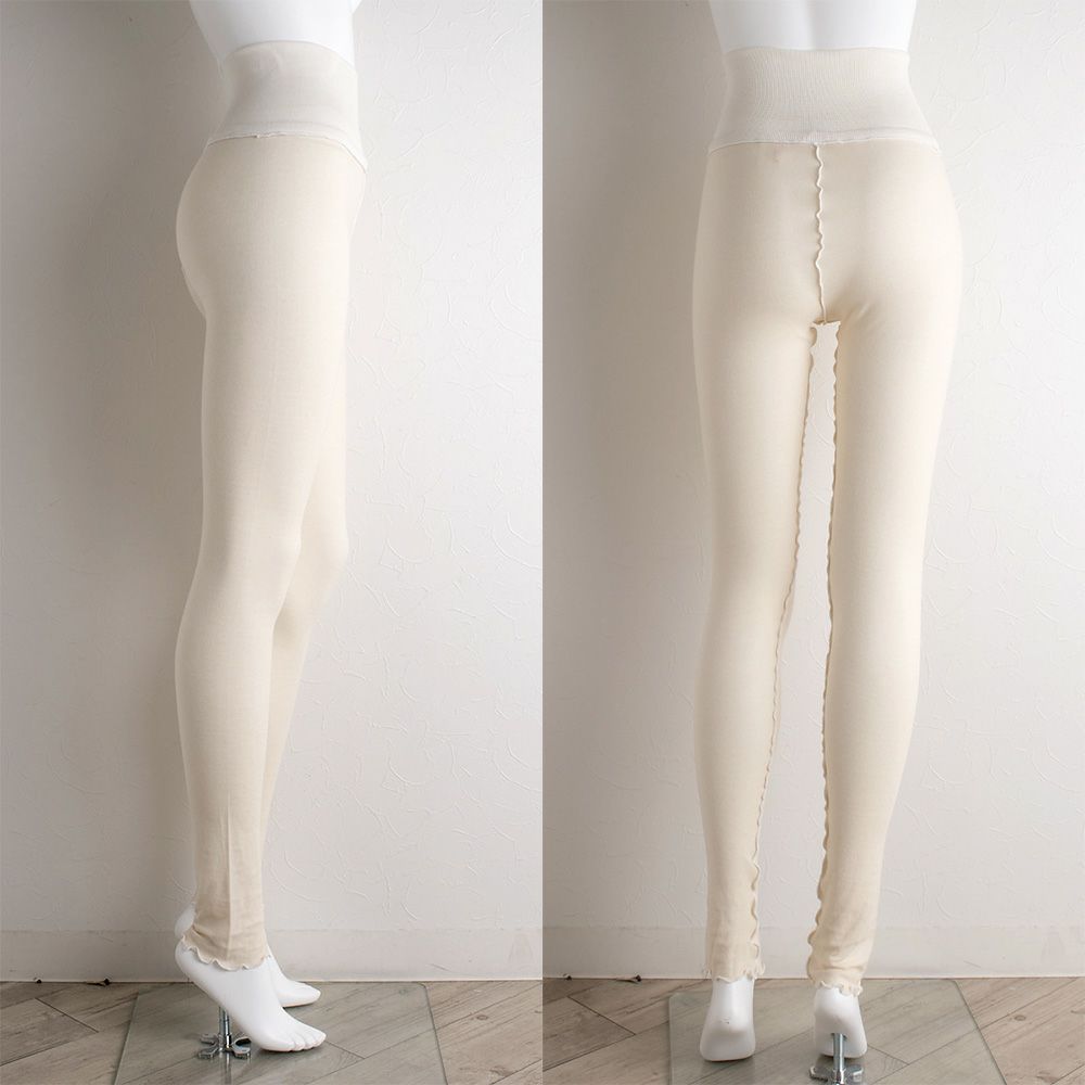 肌側シルク アウトメロー レギンス シルク腹巻付き パジャマインナー 日本製 表側コットン