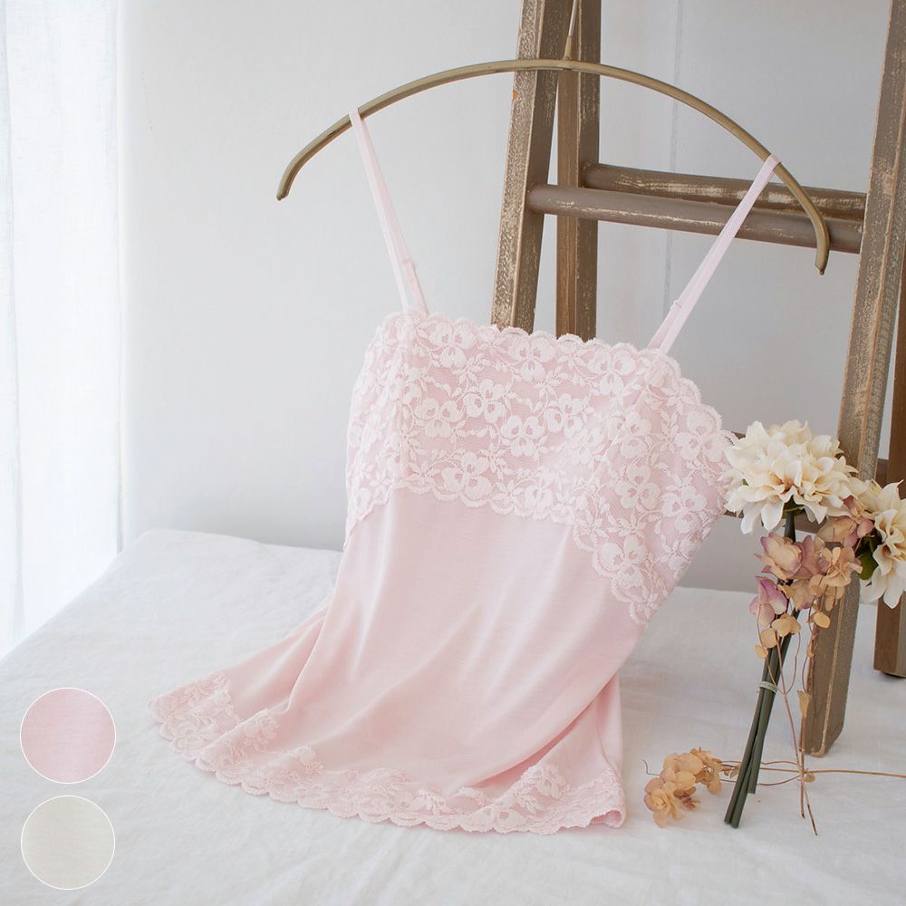 シルク カップ付きキャミソール フロントレース 日本製