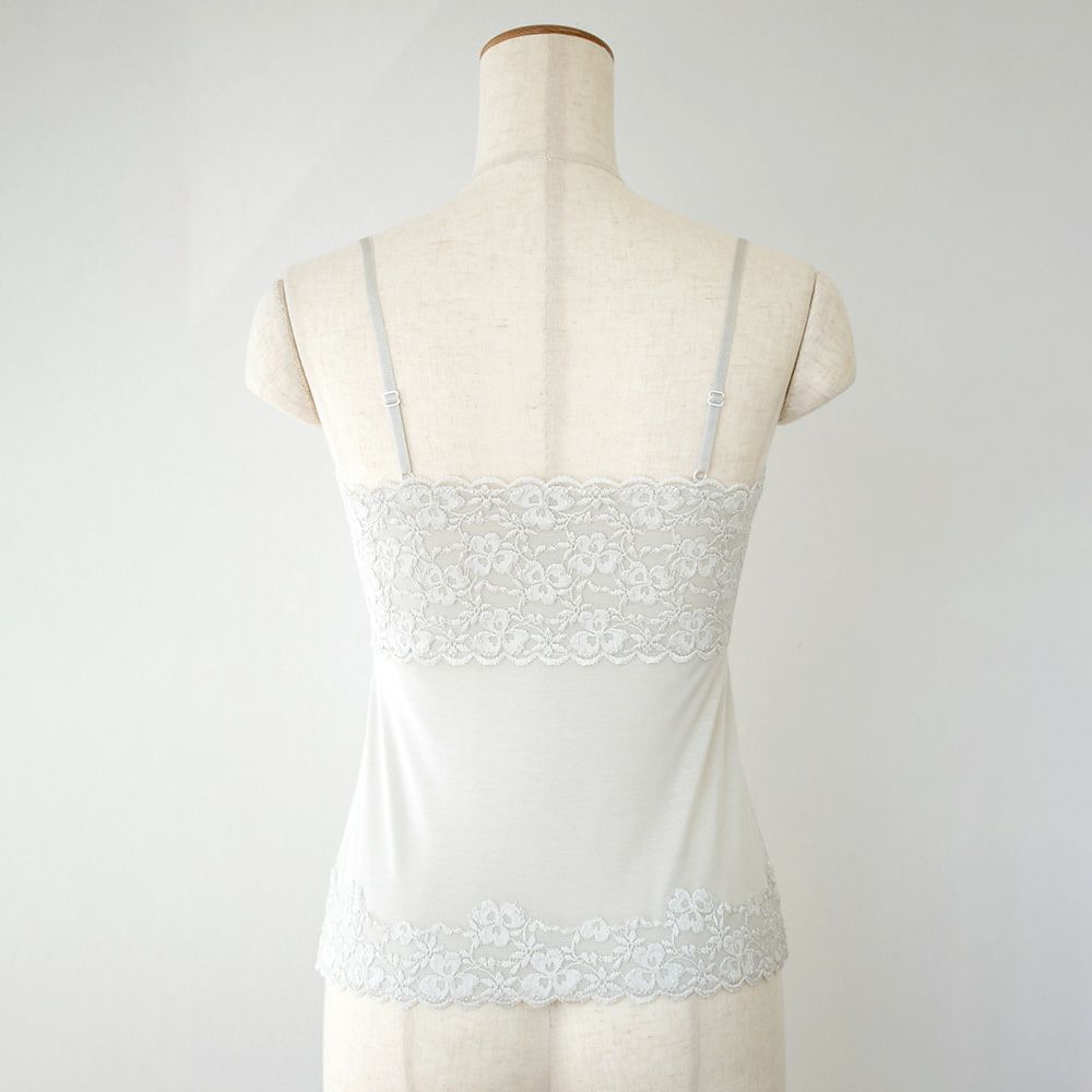 シルク カップ付きキャミソール フロントレース 日本製