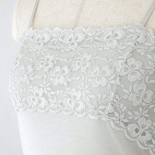 シルク カップ付きキャミソール フロントレース 日本製