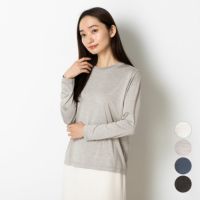 シルク100％ ソフトジャージー クルーネック 長袖トップス 日本製