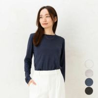 シルク100％ ソフトジャージー クルーネック 長袖トップス 日本製