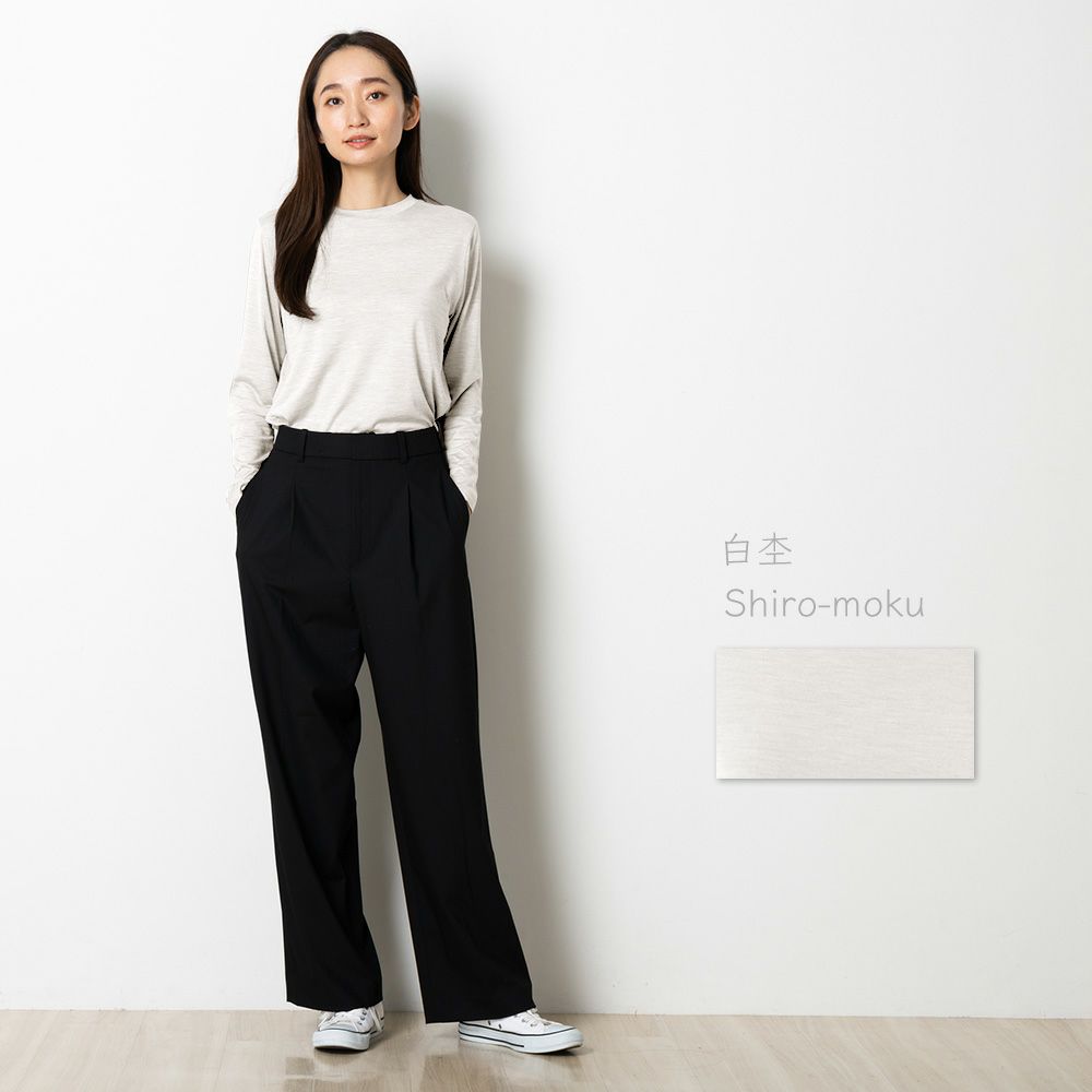 シルク100％ ソフトジャージー クルーネック 長袖トップス 日本製