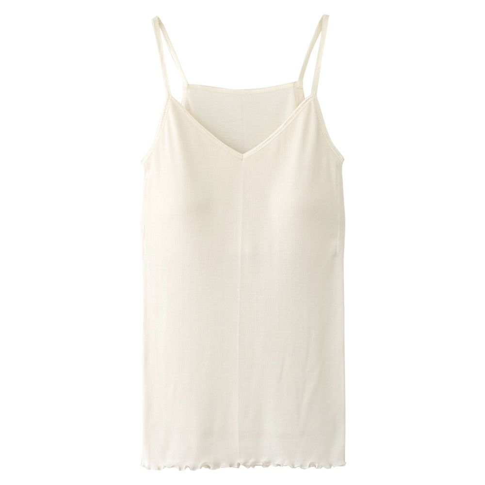 シルク100％ テレコ 金具がないカップ付きキャミソール 病院用 日本製 ウォッシャブル加工