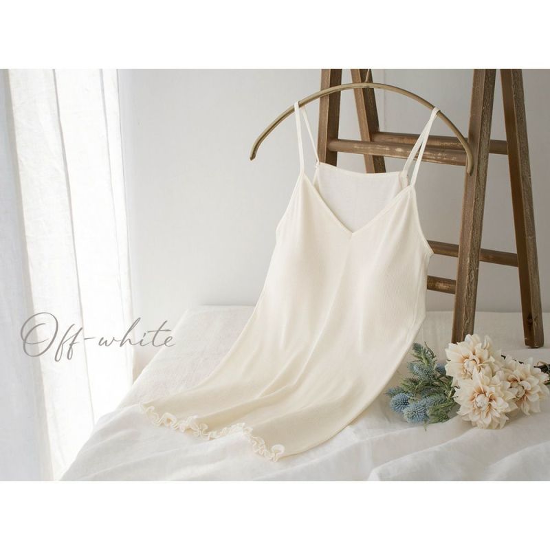 シルク100％ テレコ 金具がないカップ付きキャミソール 病院用 日本製 ウォッシャブル加工