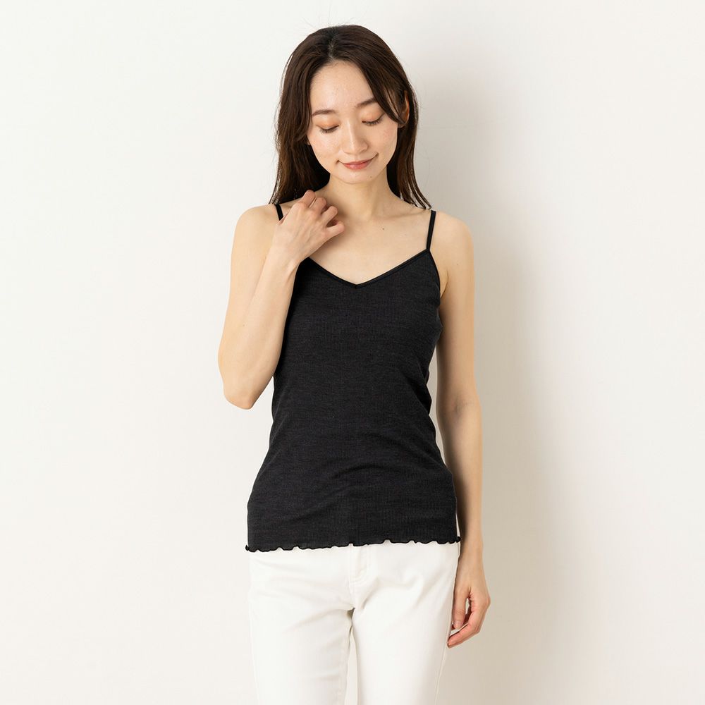 シルク100% テレコ カップ付き キャミソール 日本製 ウォッシャブル加工