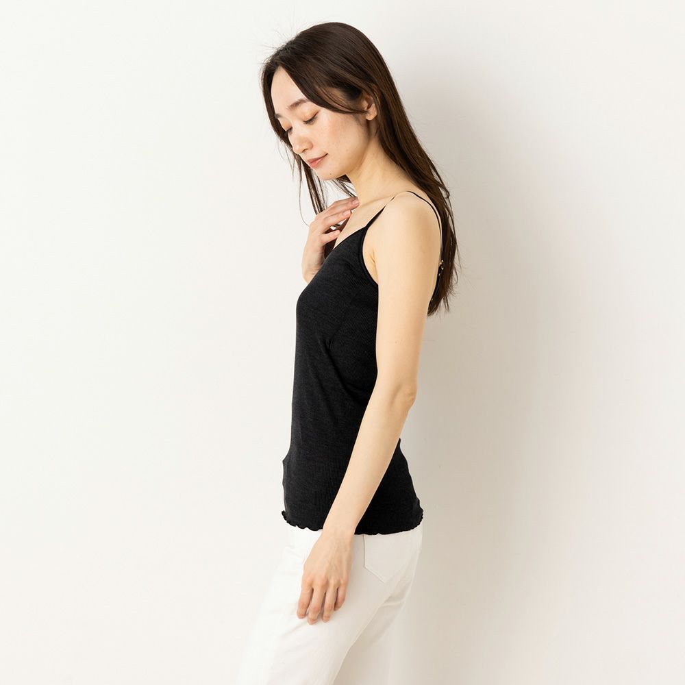 シルク100% テレコ カップ付き キャミソール 日本製 ウォッシャブル加工