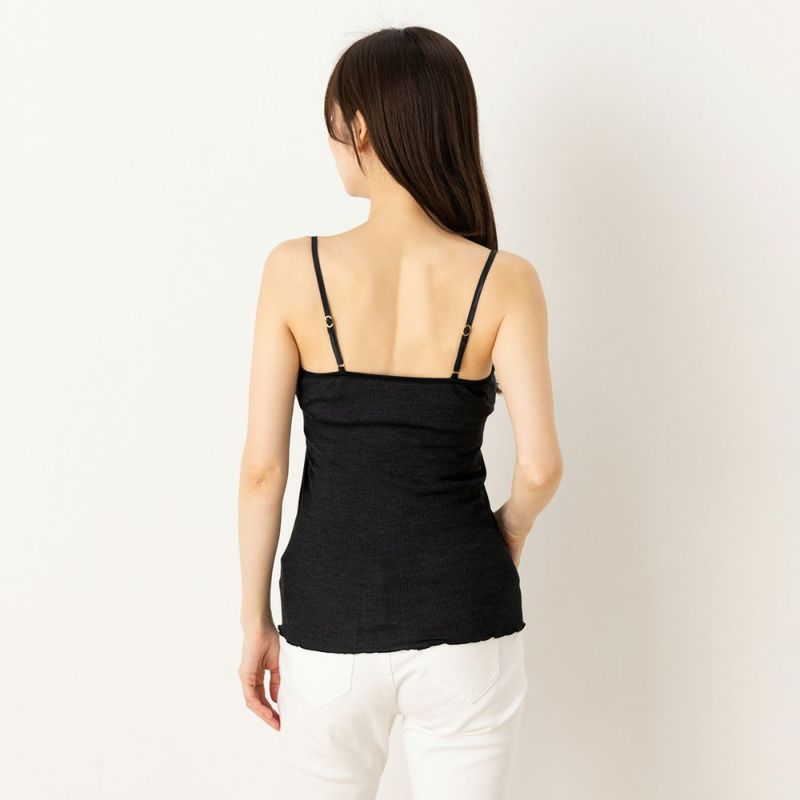 シルク100% テレコ カップ付き キャミソール 日本製 ウォッシャブル加工