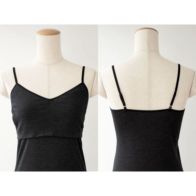 シルク100% テレコ カップ付き キャミソール 日本製 ウォッシャブル加工