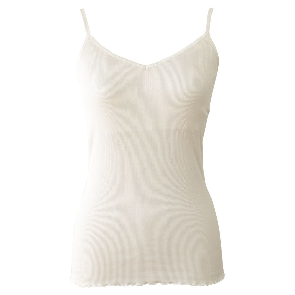 シルク100% テレコ カップ付き キャミソール 日本製 ウォッシャブル加工