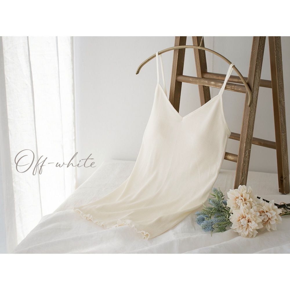 シルク100% テレコ カップ付き キャミソール 日本製 ウォッシャブル加工