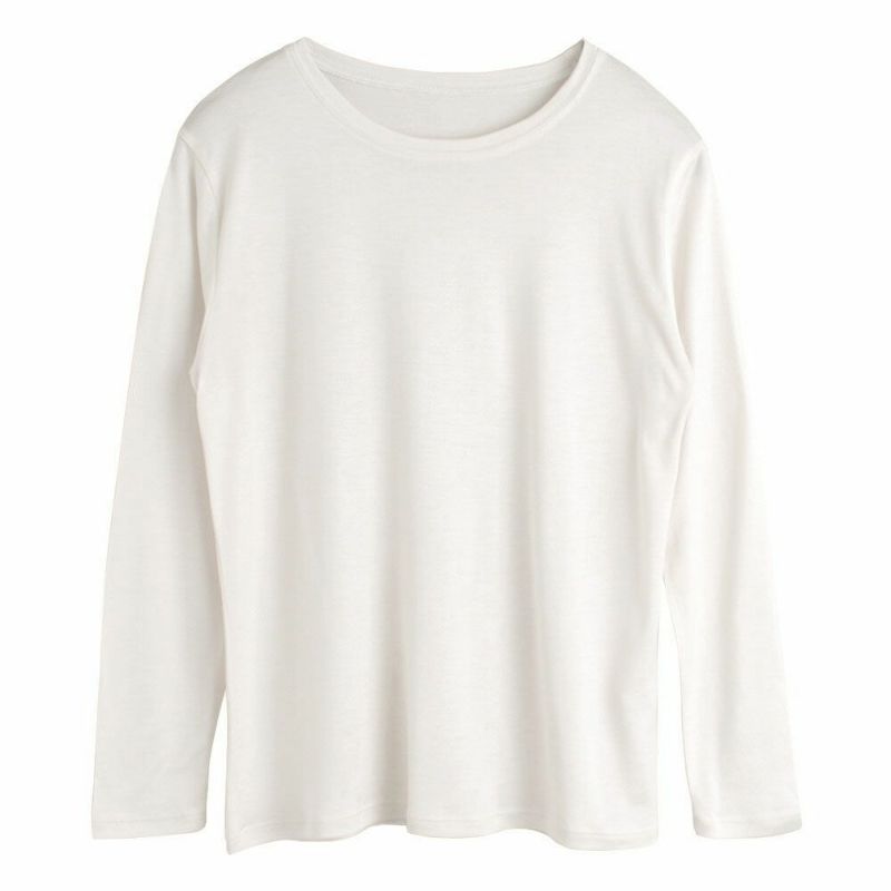 シルク100％ 長袖 インナー 日本製 クルーネック 【ふわ肌シルク】