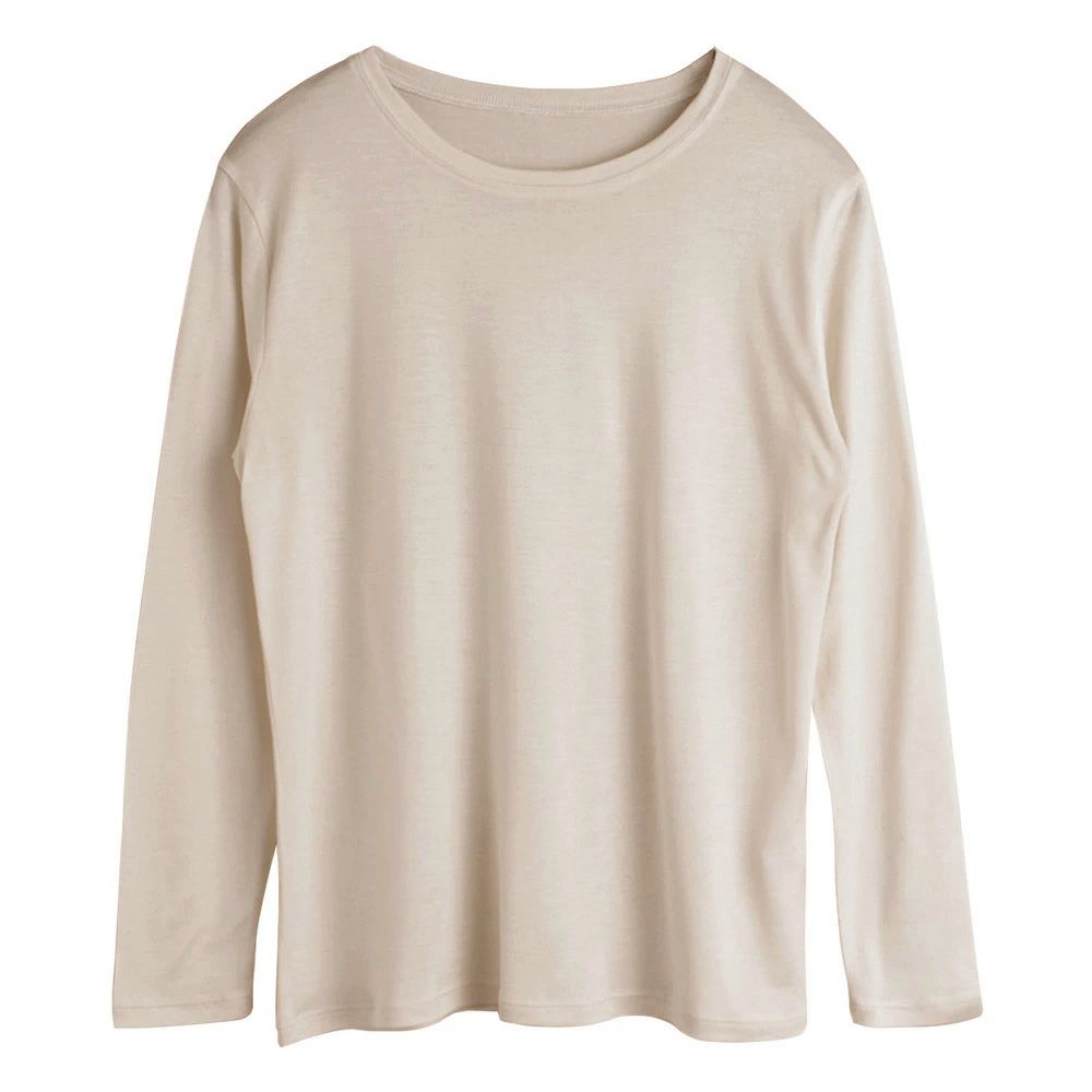 シルク100％ 長袖 インナー 日本製 クルーネック 【ふわ肌シルク】