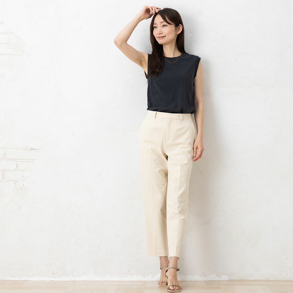 シルク100％ ソフトジャージー カップ付き タンクトップ クルーネック ゆるラク 日本製