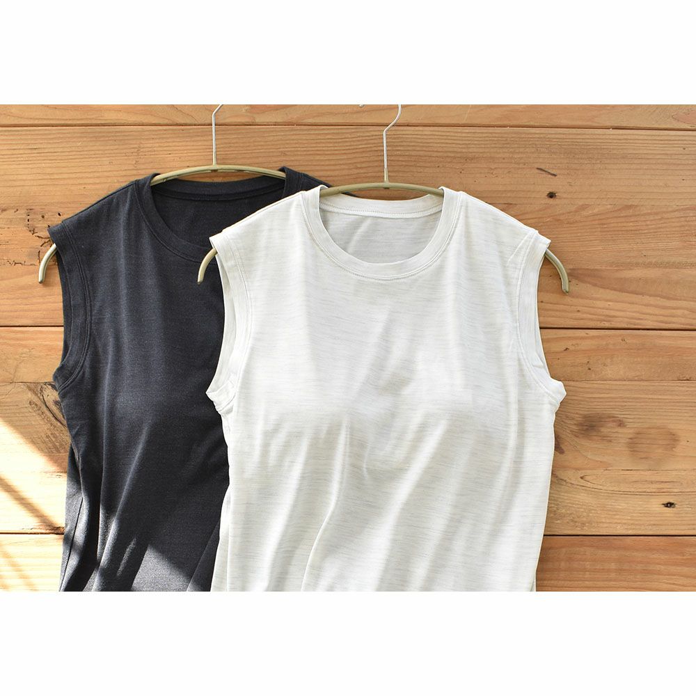 シルク100％ ソフトジャージー カップ付き タンクトップ クルーネック ゆるラク 日本製