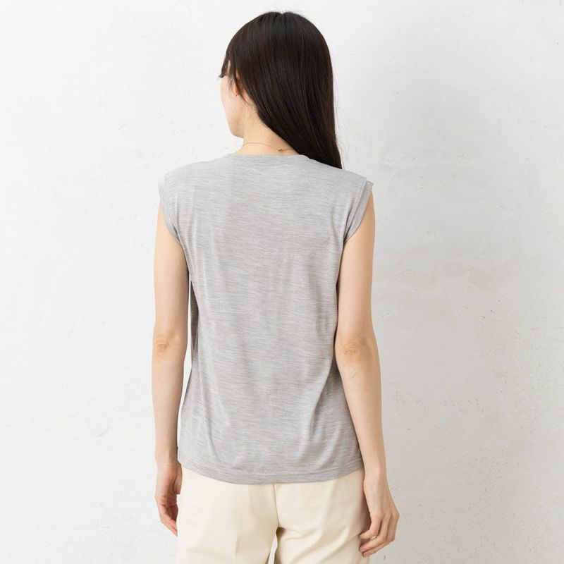 シルク100％ ソフトジャージー カップ付き タンクトップ クルーネック ゆるラク 日本製