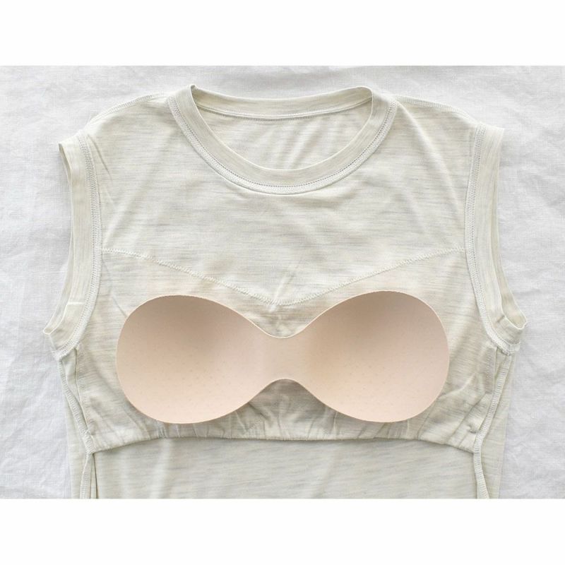 シルク100％ ソフトジャージー カップ付き タンクトップ クルーネック ゆるラク 日本製