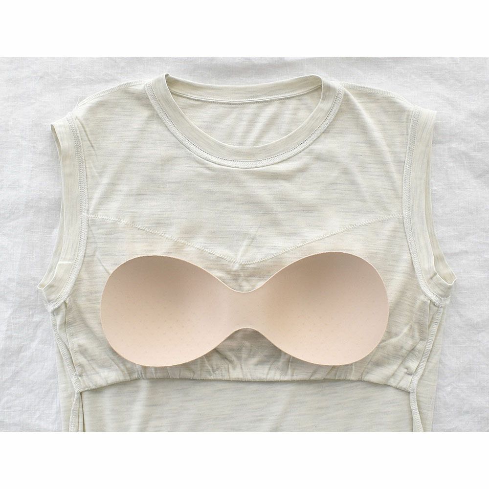 シルク100％ ソフトジャージー カップ付き タンクトップ クルーネック ゆるラク 日本製