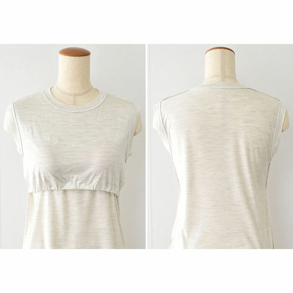 シルク100％ ソフトジャージー カップ付き タンクトップ クルーネック ゆるラク 日本製