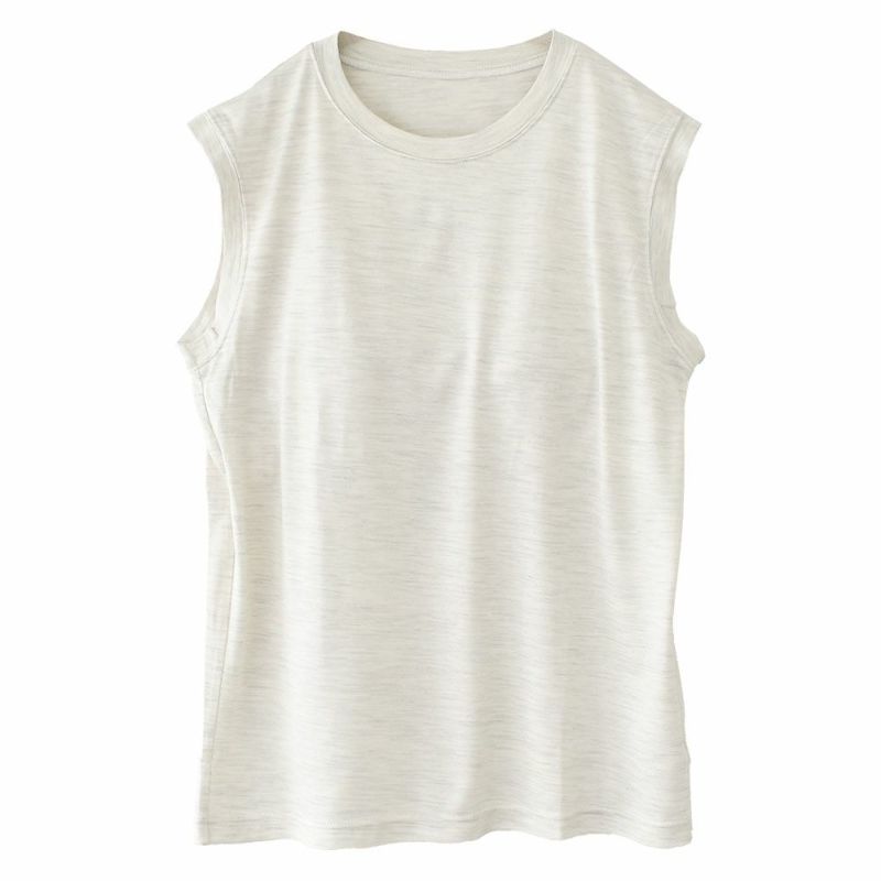 シルク100％ ソフトジャージー カップ付き タンクトップ クルーネック ゆるラク 日本製