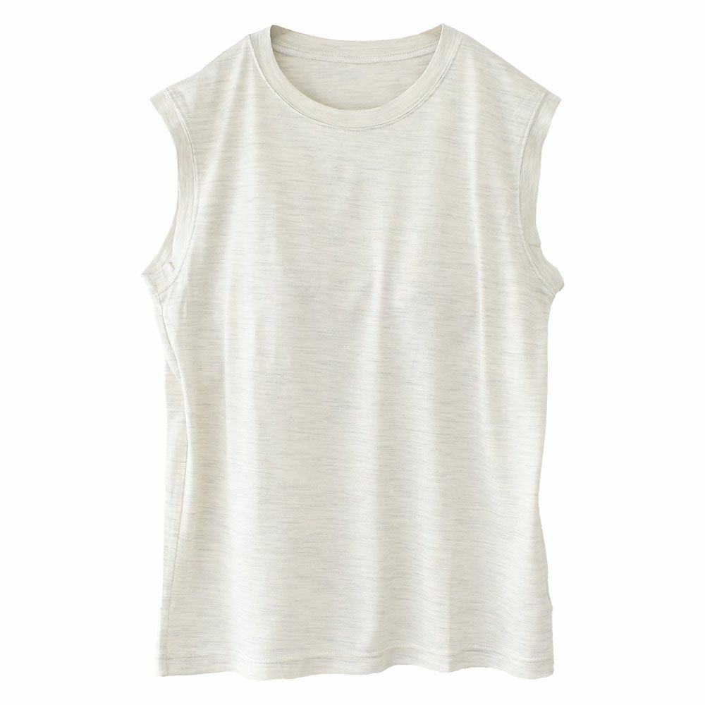 シルク100％ ソフトジャージー カップ付き タンクトップ クルーネック ゆるラク 日本製