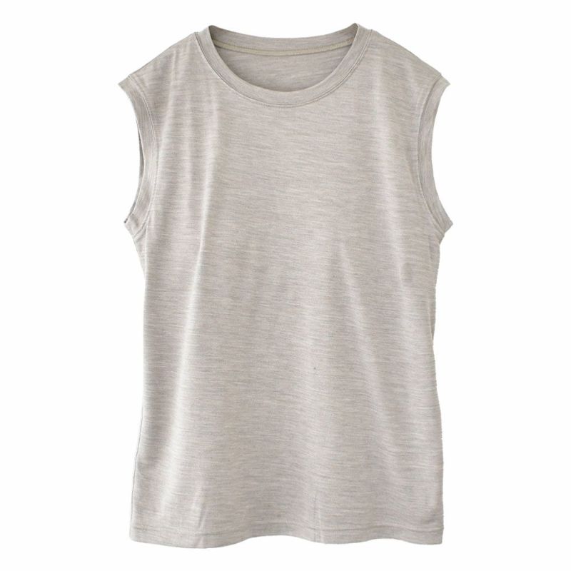 シルク100％ ソフトジャージー カップ付き タンクトップ クルーネック ゆるラク 日本製