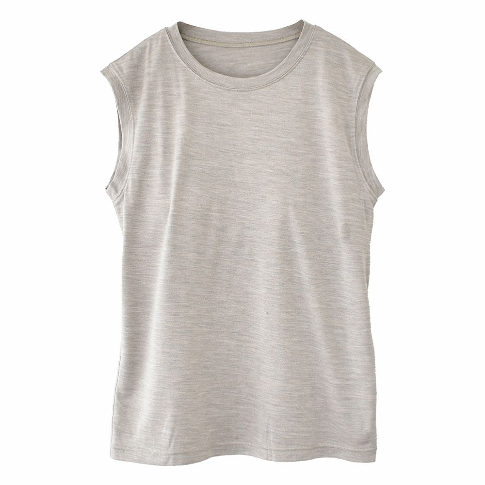 シルク100％ ソフトジャージー カップ付き タンクトップ クルーネック ゆるラク 日本製