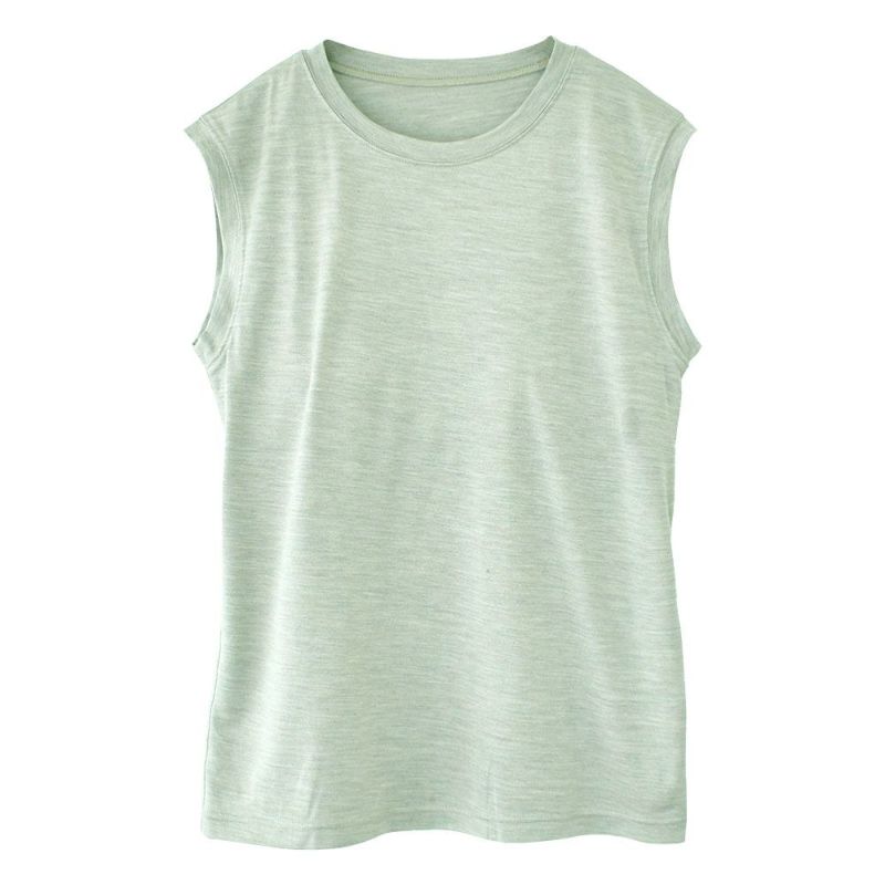 シルク100％ ソフトジャージー カップ付き タンクトップ クルーネック ゆるラク 日本製
