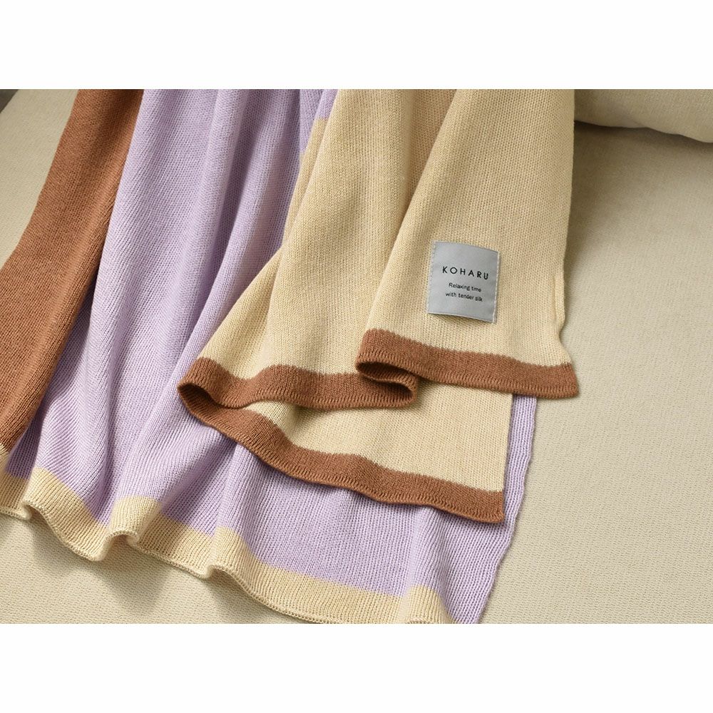 シルク100％ ふわふわ加工 ストール ブロック柄 日本製