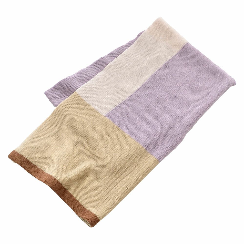 シルク100％ ふわふわ加工 ストール ブロック柄 日本製